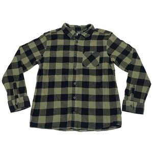 Wonder Nation Flannel Shirt Youth‎ Green Black Plaid Long Sleeve Size XXL 18